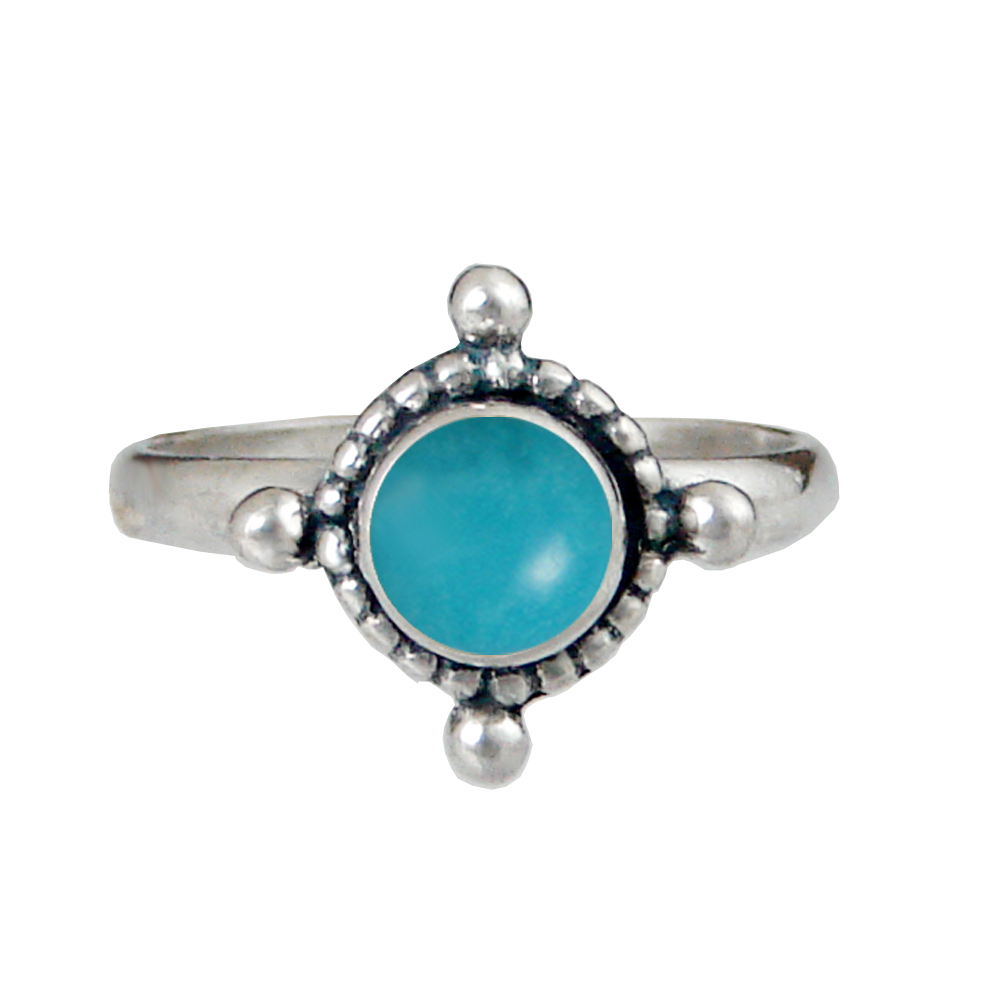 Sterling Silver Dainty Gemstone Ring With Turquoise Size 9